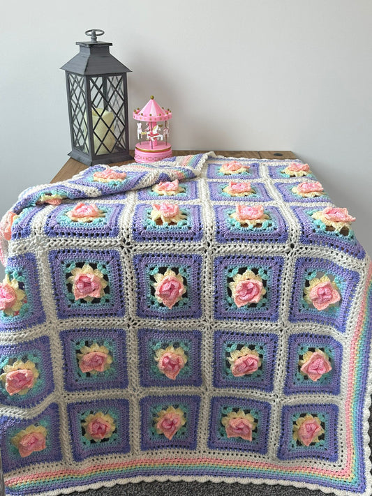 Rainbow rose blanket